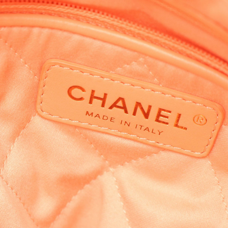 香奈兒 Chanel 22 大號鏈條雙肩包 AS3313 皮革 橘色 金色五金 二手-3