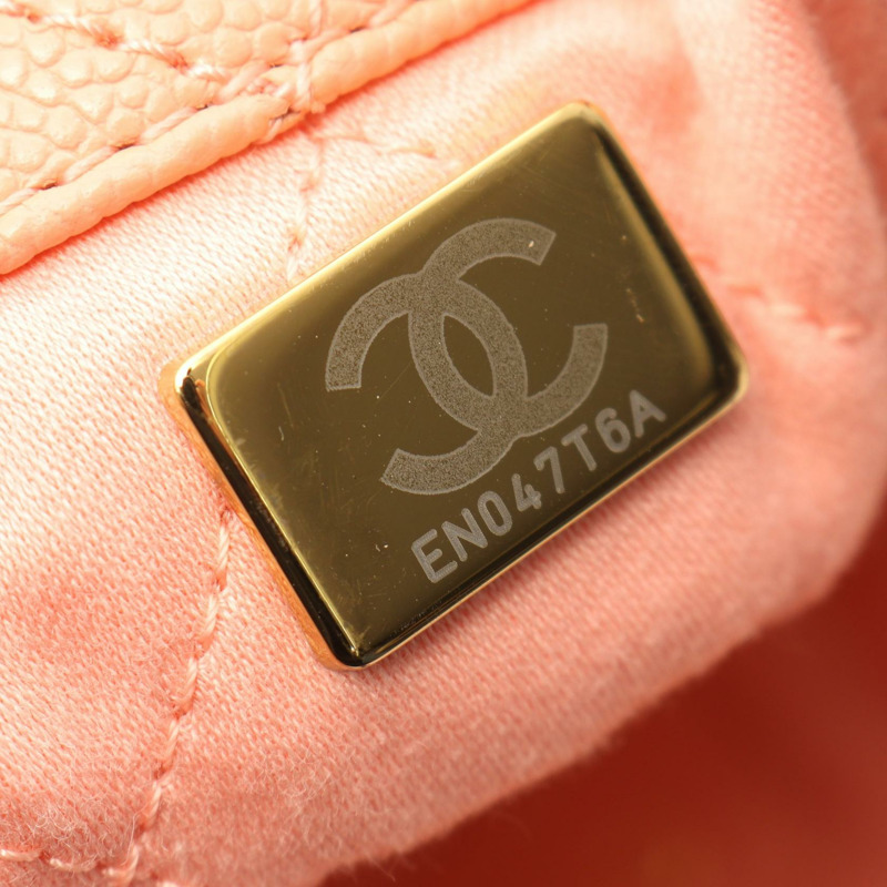 香奈兒 Chanel 22 大號鏈條雙肩包 AS3313 皮革 橘色 金色五金 二手-4