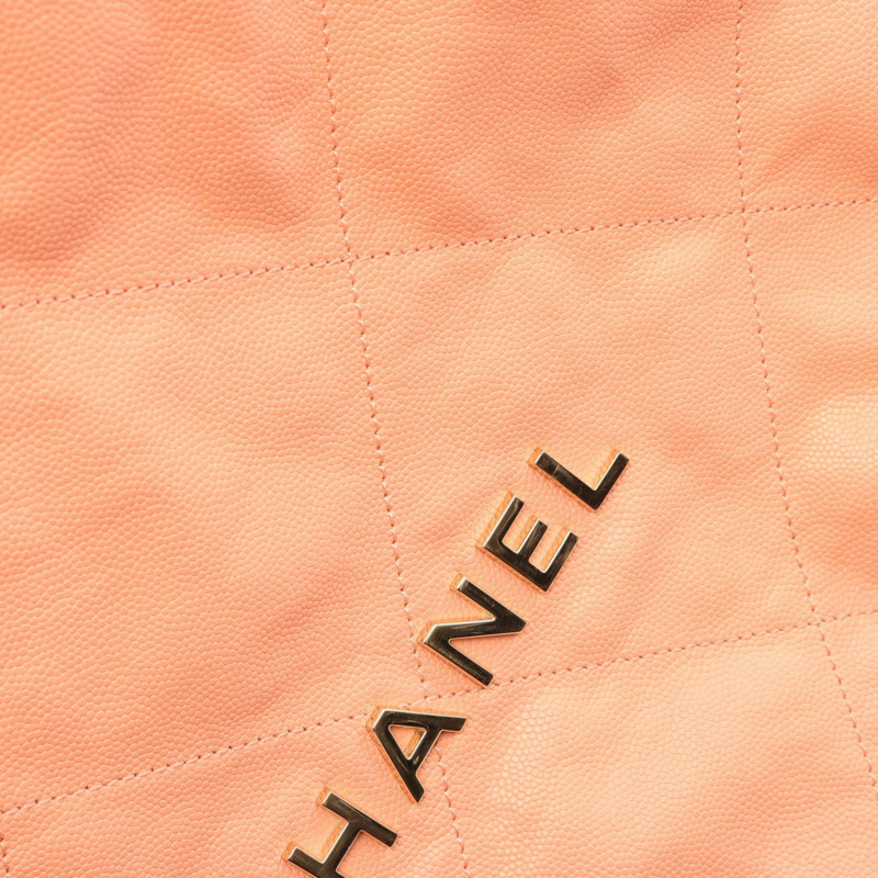 香奈兒 Chanel 22 大號鏈條雙肩包 AS3313 皮革 橘色 金色五金 二手-9