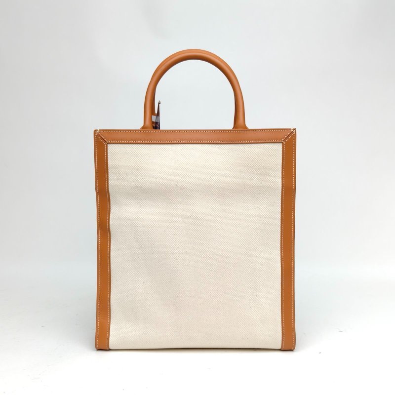 CELINE 棕色牛皮帆布斜挎包肩背包-2
