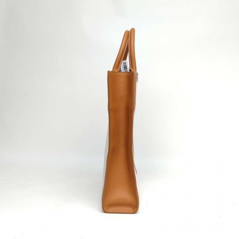 CELINE 棕色牛皮帆布斜挎包肩背包-3