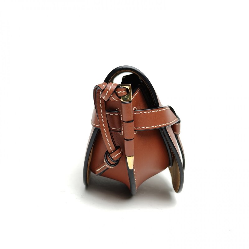 LOEWE Gate馬鞍斜跨包MINI棕色牛皮肩背包-3