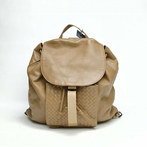 BOTTEGA VENETA 棕色牛皮雙肩包肩背包