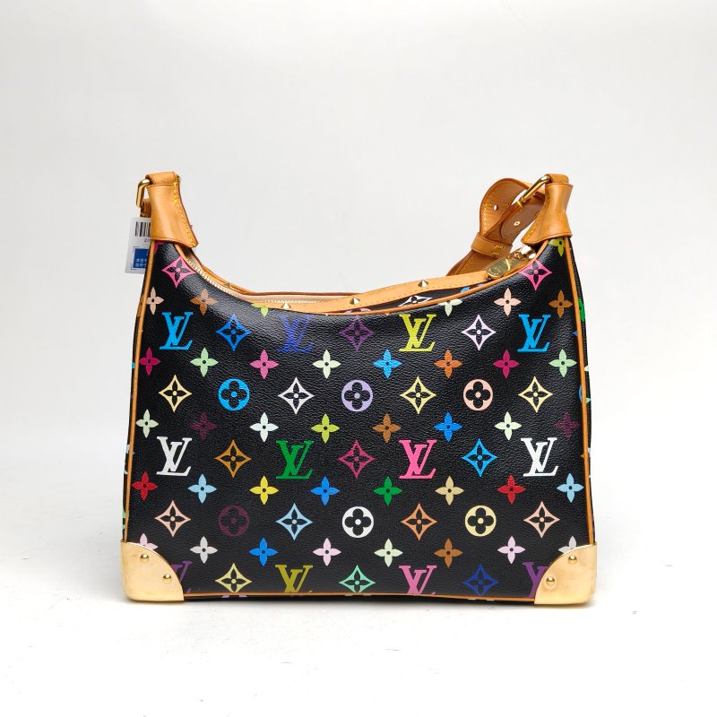 LOUIS VUITTON 中古牛角包黑三彩PVC金扣2003肩背包-2