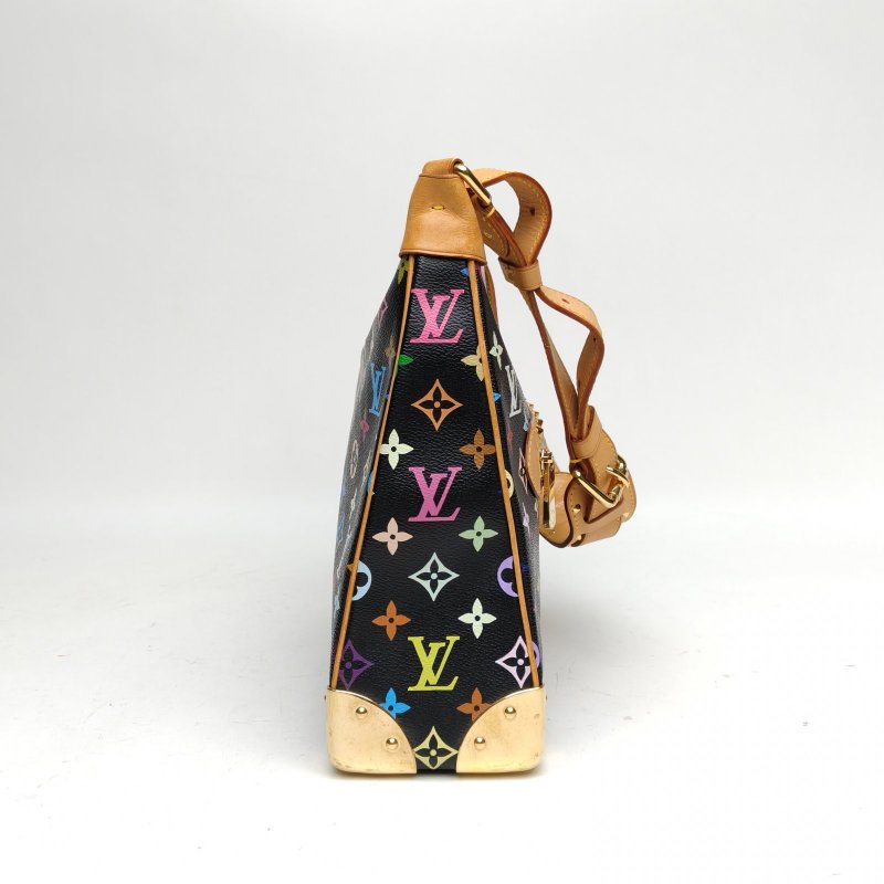 LOUIS VUITTON 中古牛角包黑三彩PVC金扣2003肩背包-3