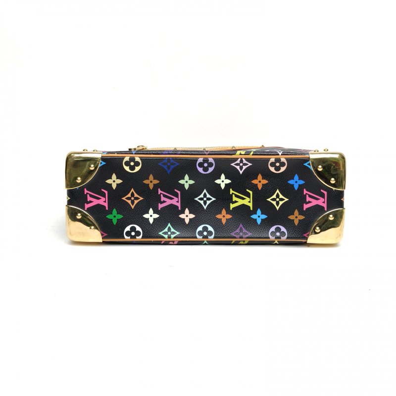 LOUIS VUITTON 中古牛角包黑三彩PVC金扣2003肩背包-4