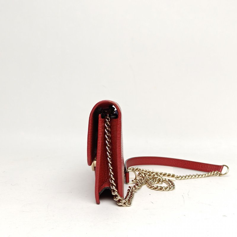 GUCCI InterlockWoc19紅色牛皮金扣肩背包-1