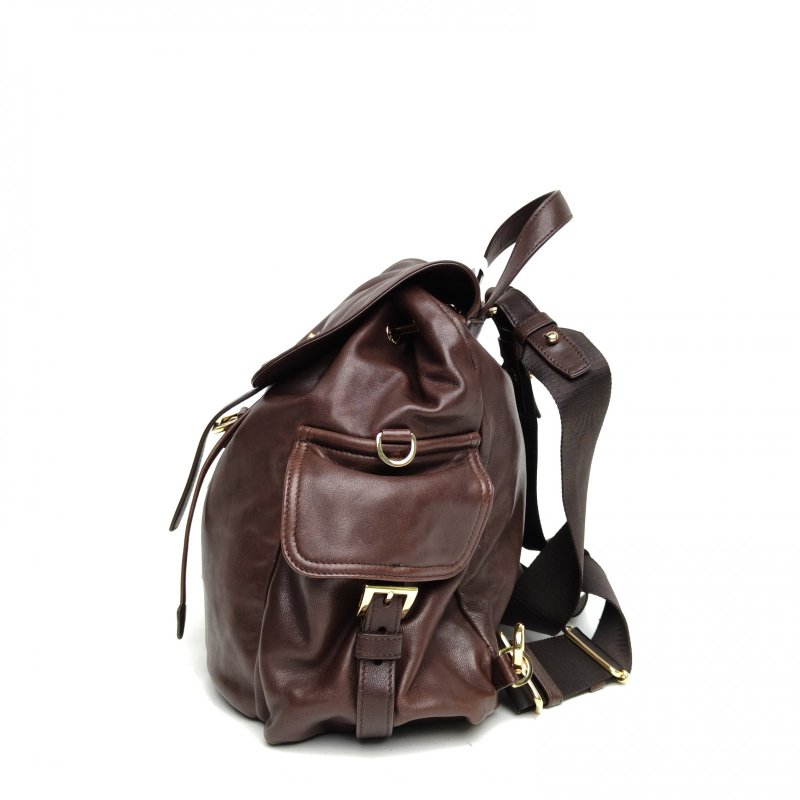 PRADA PradaExplore中號褐色羊皮雙肩包肩背包-1