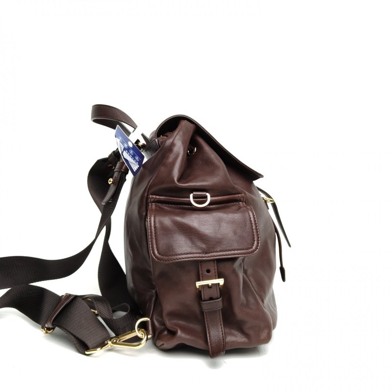 PRADA PradaExplore中號褐色羊皮雙肩包肩背包-3