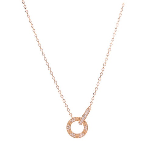 CARTIER 18K玫瑰金Love Pendant Paved鑽石項鍊