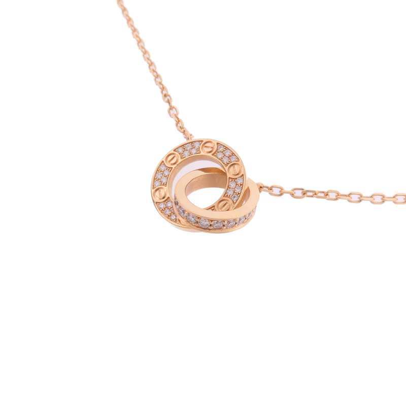 CARTIER 18K玫瑰金Love Pendant Paved鑽石項鍊-2