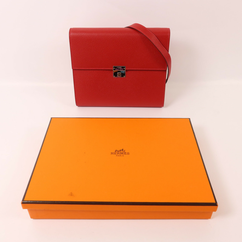 HERMES Epsom皮革Clic 16肩背袋Rouge Casaque-8