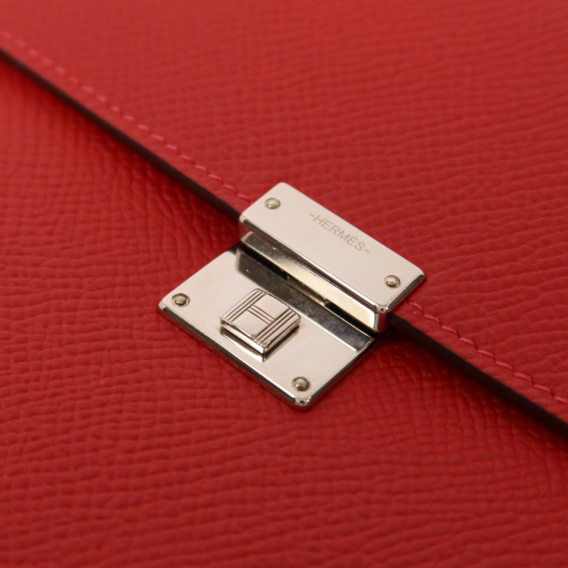 HERMES Epsom皮革Clic 16肩背袋Rouge Casaque-9