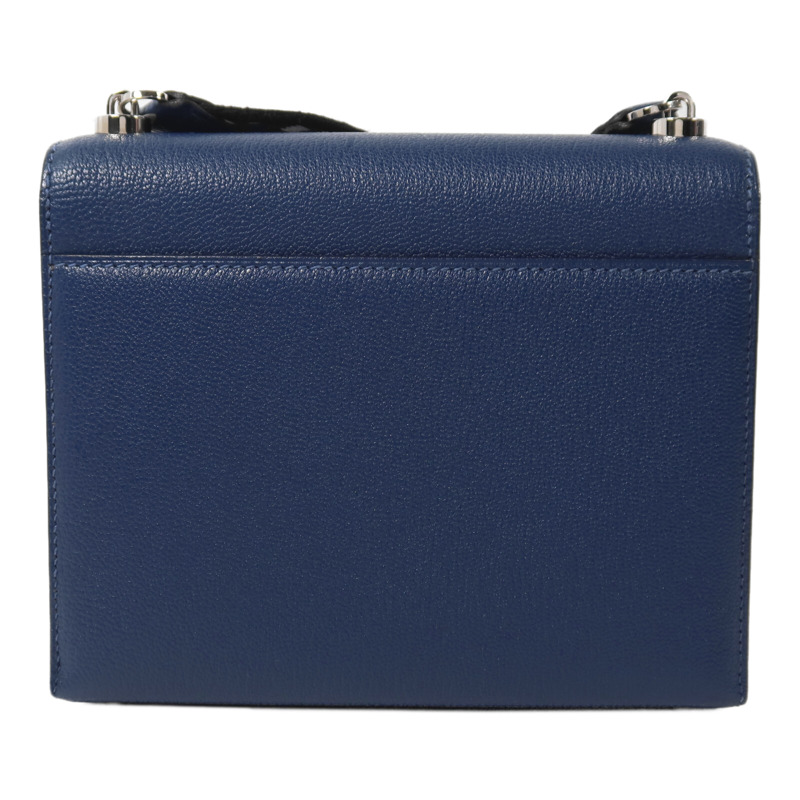 HERMES Chevre皮革Verrou Mini肩背袋Bleu Agate-1