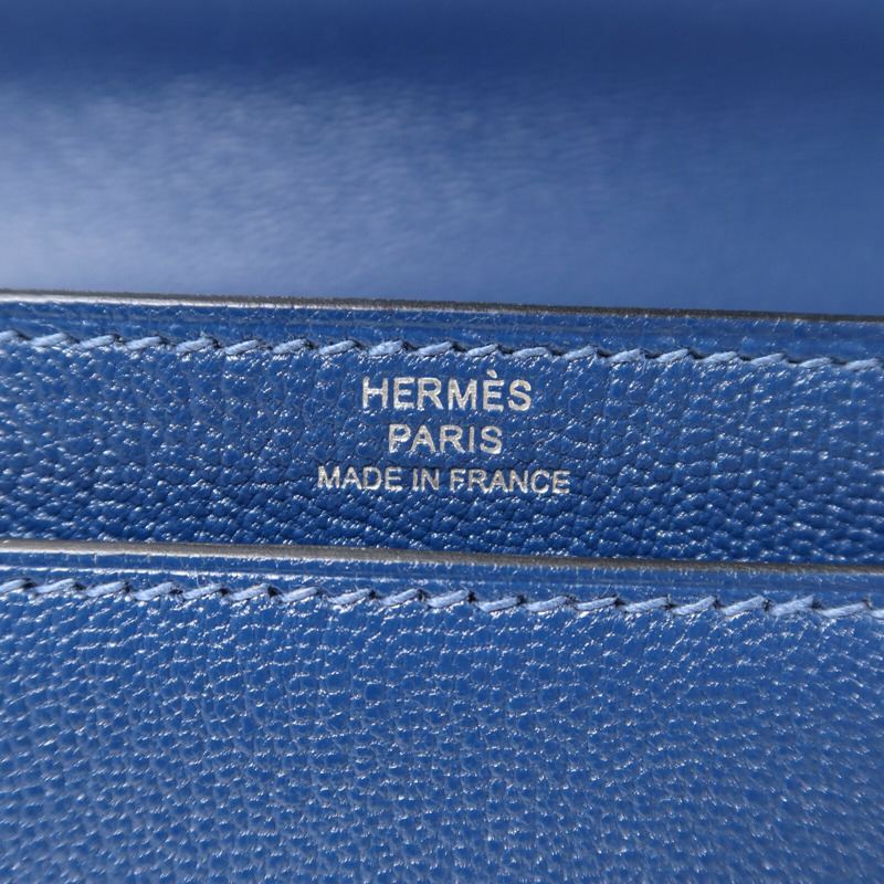 HERMES Chevre皮革Verrou Mini肩背袋Bleu Agate-5
