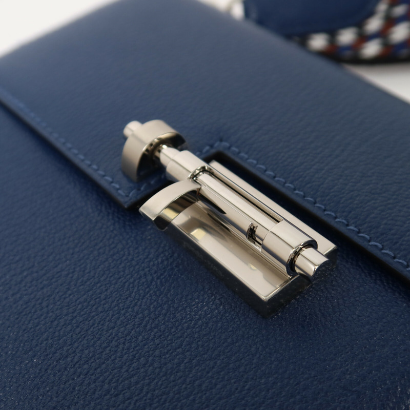 HERMES Chevre皮革Verrou Mini肩背袋Bleu Agate-9