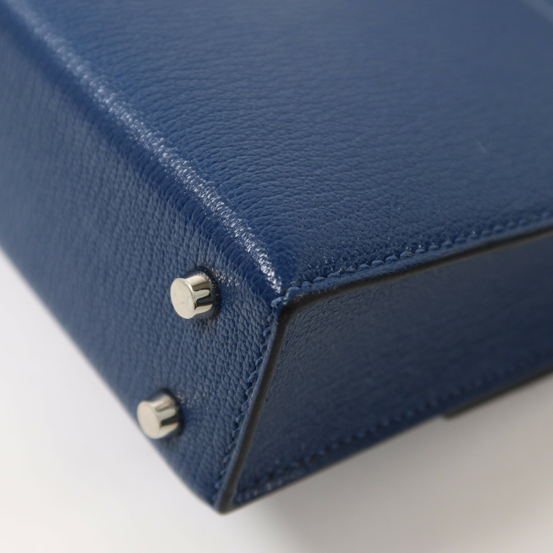 HERMES Chevre皮革Verrou Mini肩背袋Bleu Agate-13