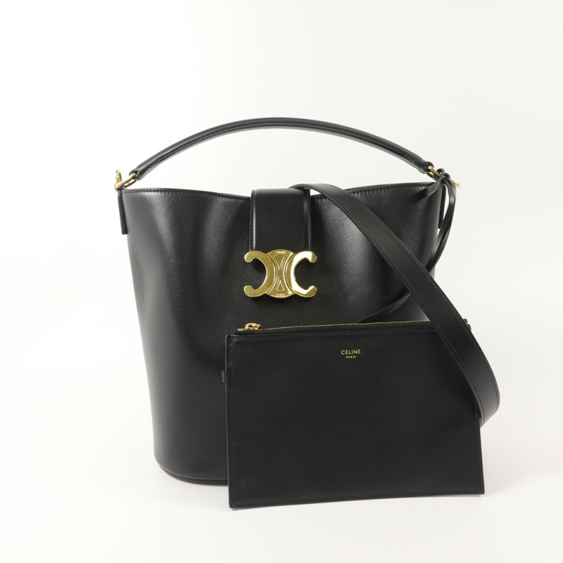 CELINE 牛皮皮革Louise Bucket Medium手挽肩背兩用袋-9
