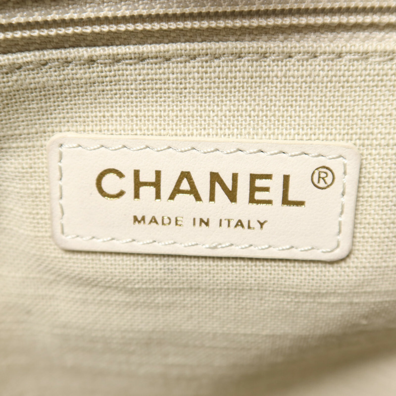 CHANEL 帆布Deauville MM鏈帶手挽肩背兩用袋-5