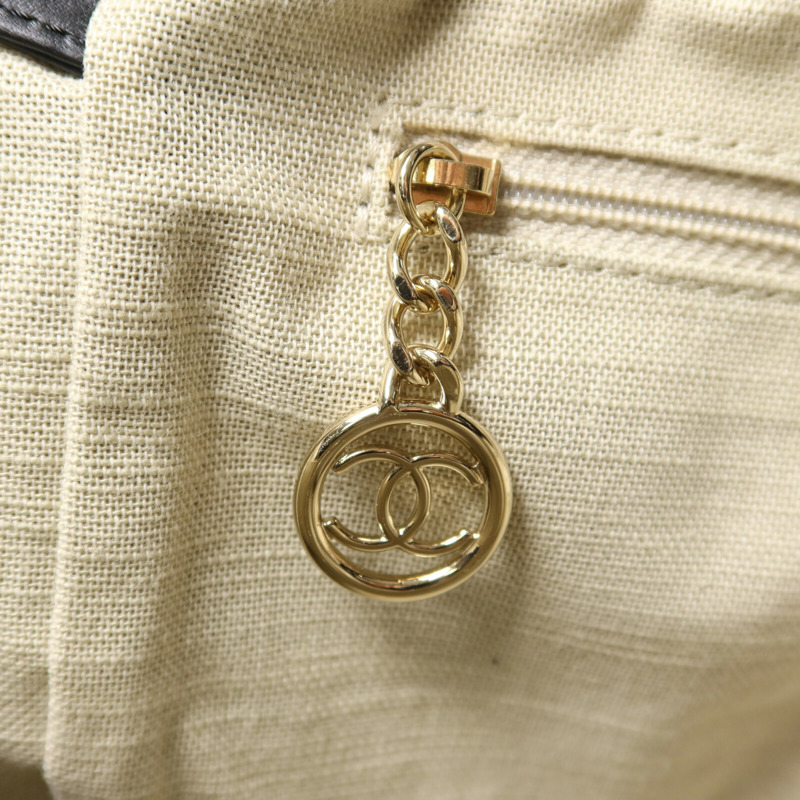 CHANEL 帆布Deauville MM鏈帶手挽肩背兩用袋-10