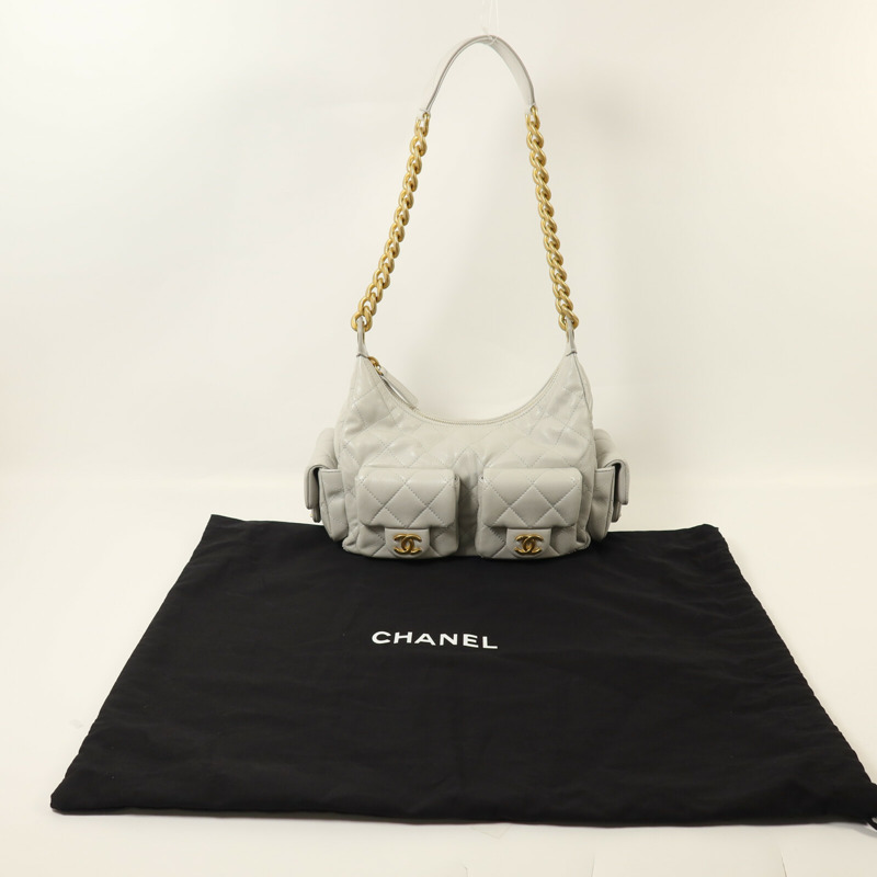 CHANEL 羊皮皮革25C Hobo Small鏈帶肩背袋-8