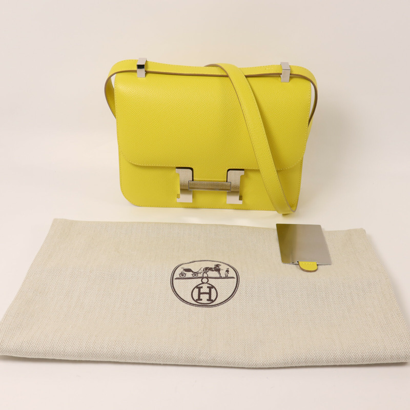 HERMES Epsom皮革Constance 24肩背袋Lime-8