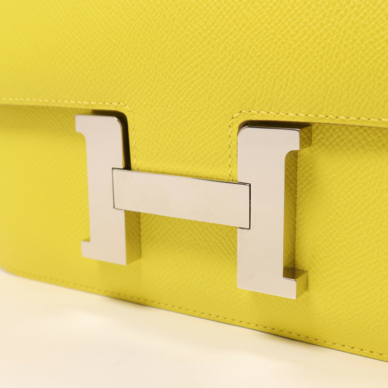 HERMES Epsom皮革Constance 24肩背袋Lime-9