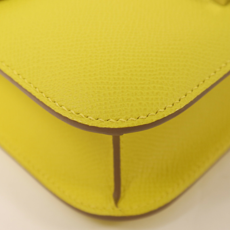HERMES Epsom皮革Constance 24肩背袋Lime-10