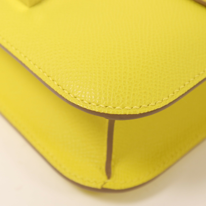 HERMES Epsom皮革Constance 24肩背袋Lime-11