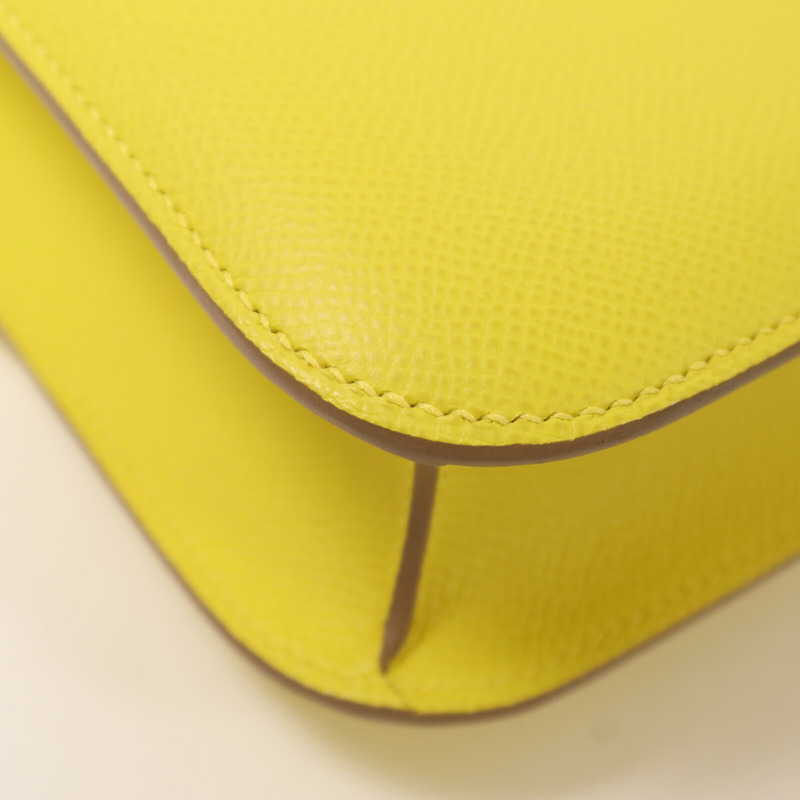HERMES Epsom皮革Constance 24肩背袋Lime-12