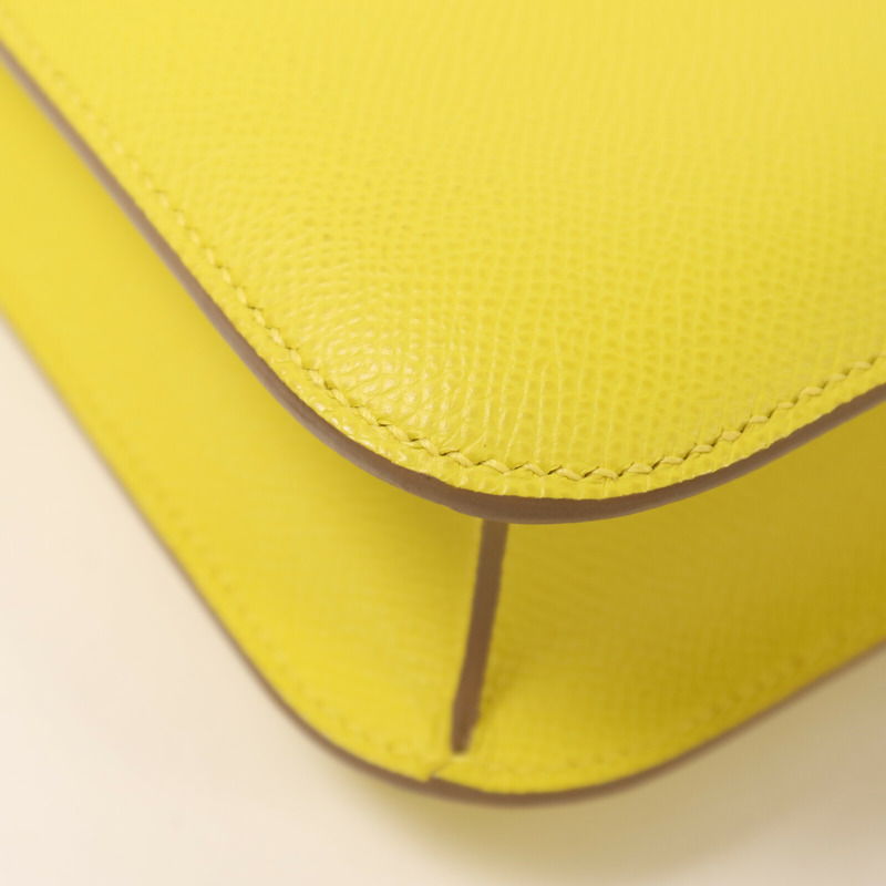 HERMES Epsom皮革Constance 24肩背袋Lime-13