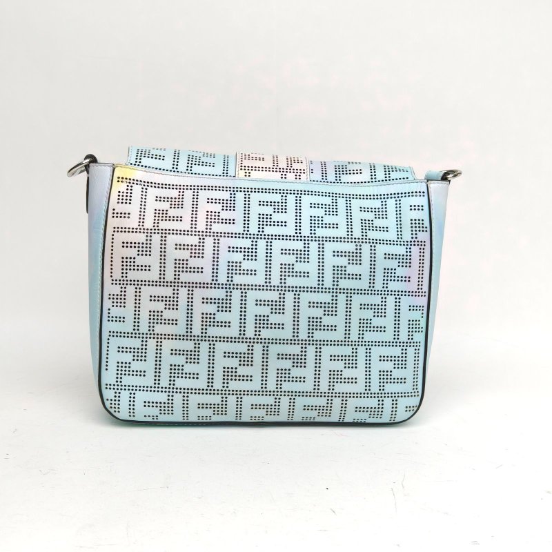 FENDI 幻彩色牛皮銀扣Baguette老花LogoFF單肩包肩背包-2