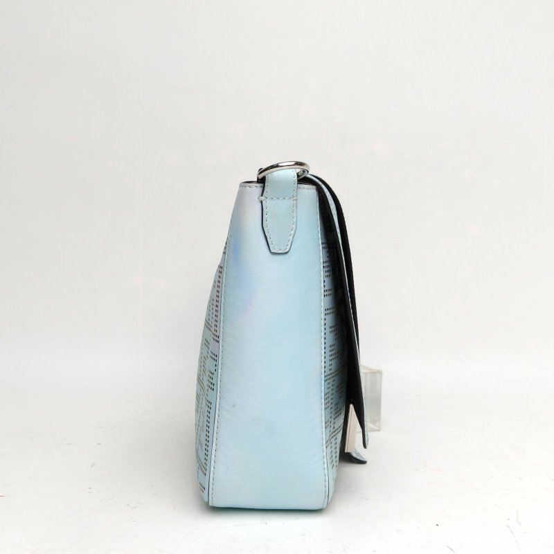 FENDI 幻彩色牛皮銀扣Baguette老花LogoFF單肩包肩背包-3