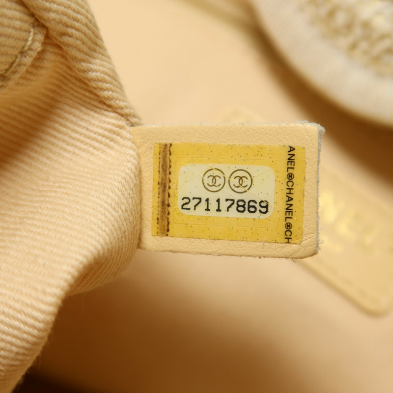 CHANEL 帆布/藤料Deauville Tote MM鏈帶手挽肩背兩用袋-6