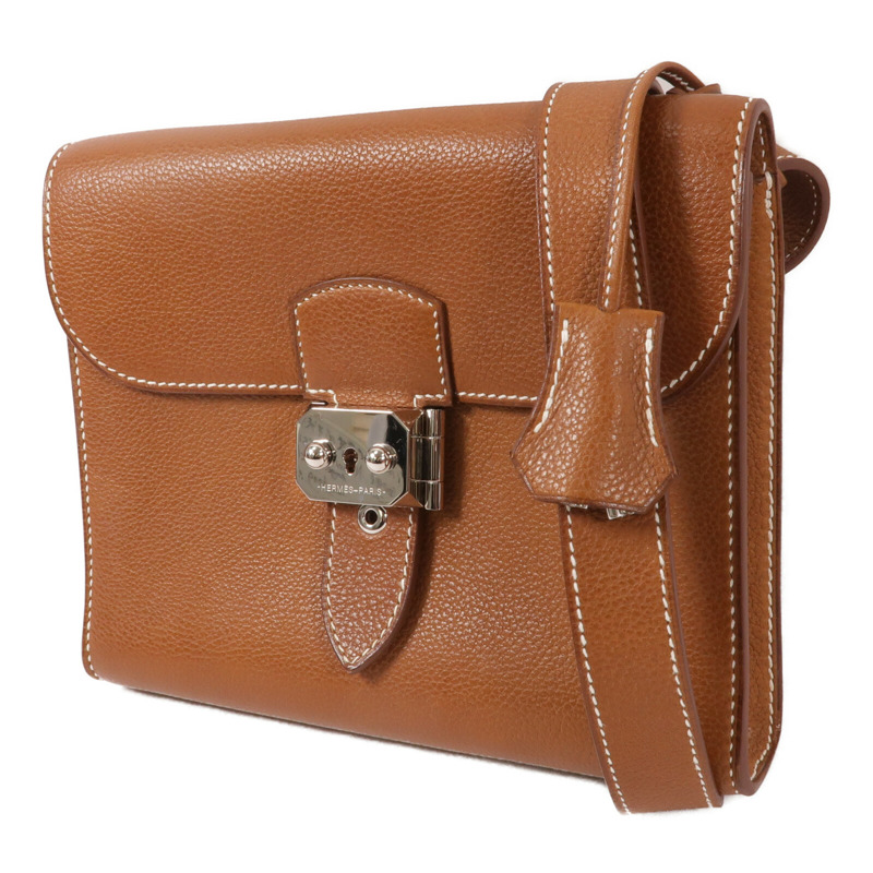 HERMES Barenia皮革Depeches 21肩背袋Gold-2