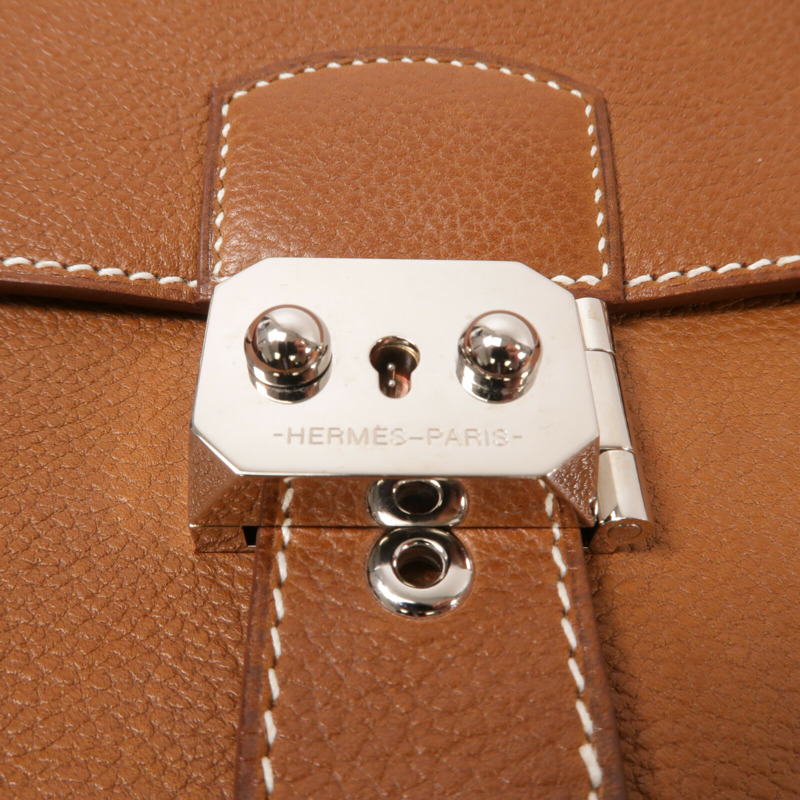 HERMES Barenia皮革Depeches 21肩背袋Gold-6