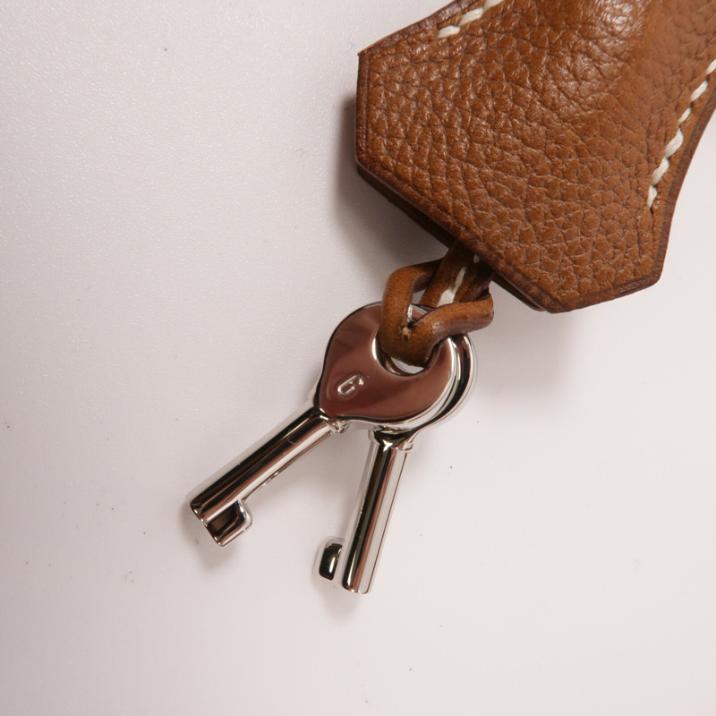 HERMES Barenia皮革Depeches 21肩背袋Gold-7