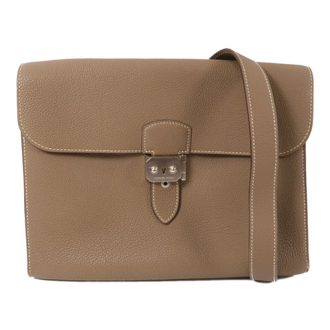 HERMES Togo皮革Depeches 29 Messenger肩背袋Etoupe