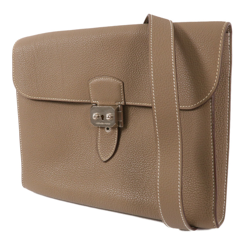HERMES Togo皮革Depeches 29 Messenger肩背袋Etoupe-2