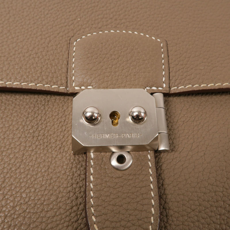 HERMES Togo皮革Depeches 29 Messenger肩背袋Etoupe-6