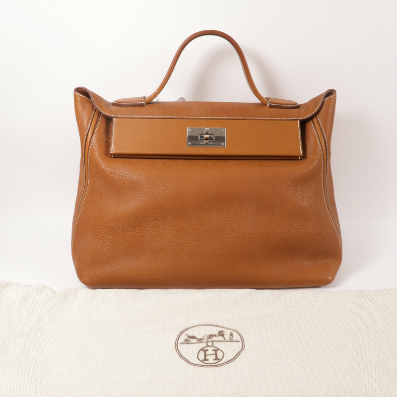 HERMES Barenia皮革24/24 35CM手挽袋Gold-9