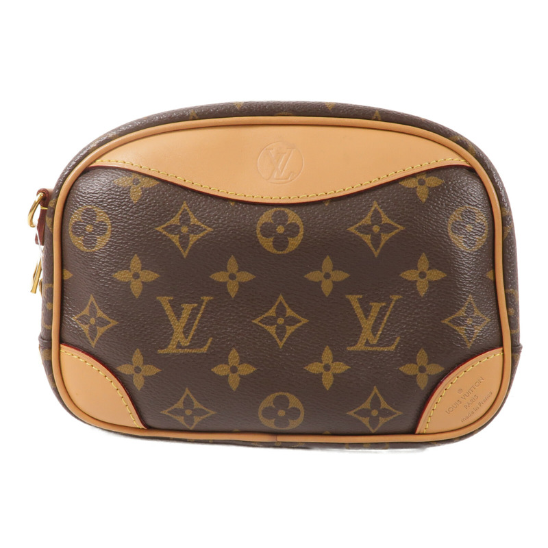 LOUIS VUITTON Monogram Deauville Mini金扣肩背袋棕色-1