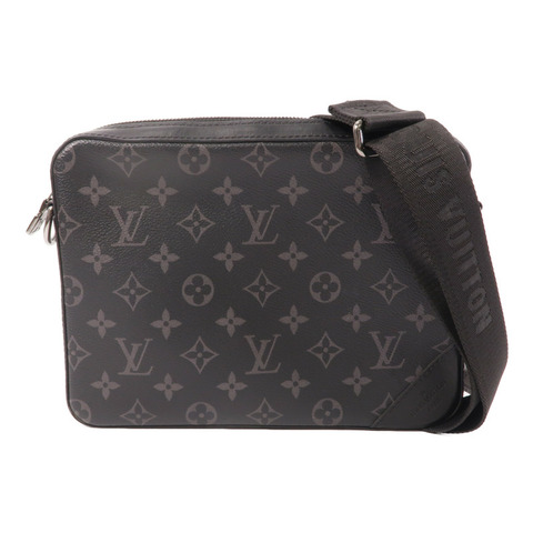LOUIS VUITTON Monogram Eclipse Reverse Trio Messenger銀扣肩背袋灰色