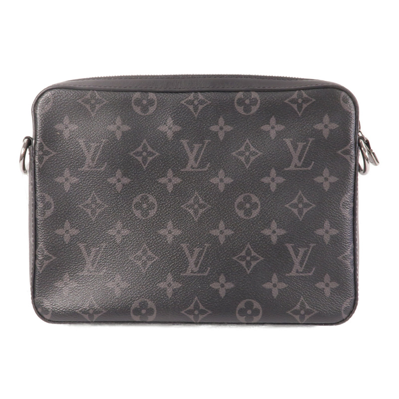 LOUIS VUITTON Monogram Eclipse Reverse Trio Messenger銀扣肩背袋灰色-1