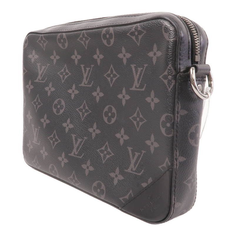 LOUIS VUITTON Monogram Eclipse Reverse Trio Messenger銀扣肩背袋灰色-2