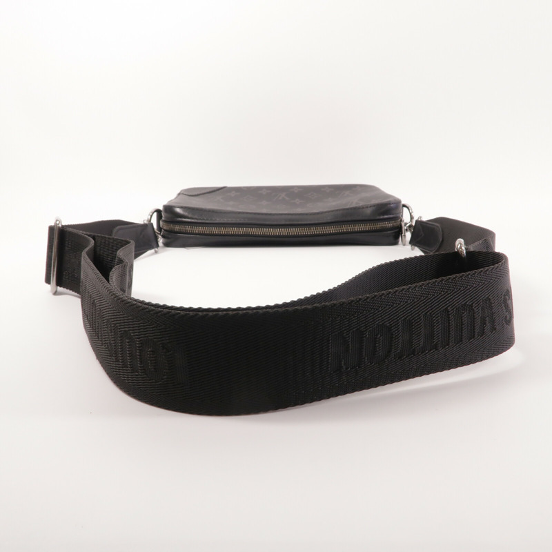 LOUIS VUITTON Monogram Eclipse Reverse Trio Messenger銀扣肩背袋灰色-7