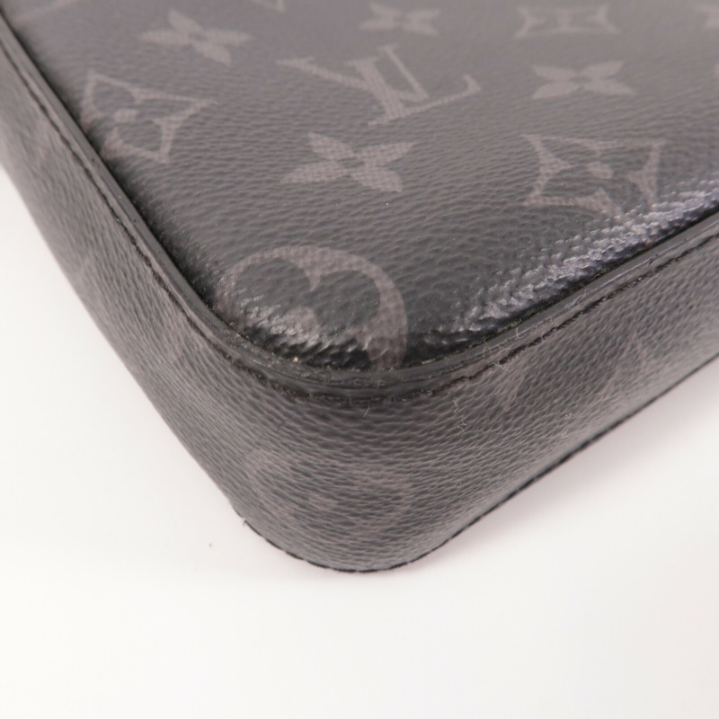 LOUIS VUITTON Monogram Eclipse Reverse Trio Messenger銀扣肩背袋灰色-13