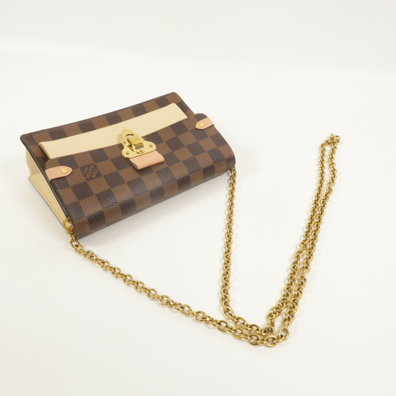 LOUIS VUITTON Damier Vavin Chain Wallet金扣鏈帶肩背袋-7