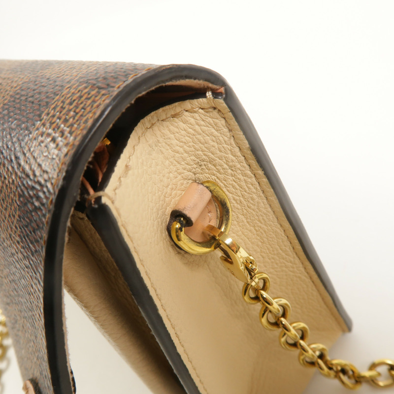 LOUIS VUITTON Damier Vavin Chain Wallet金扣鏈帶肩背袋-17