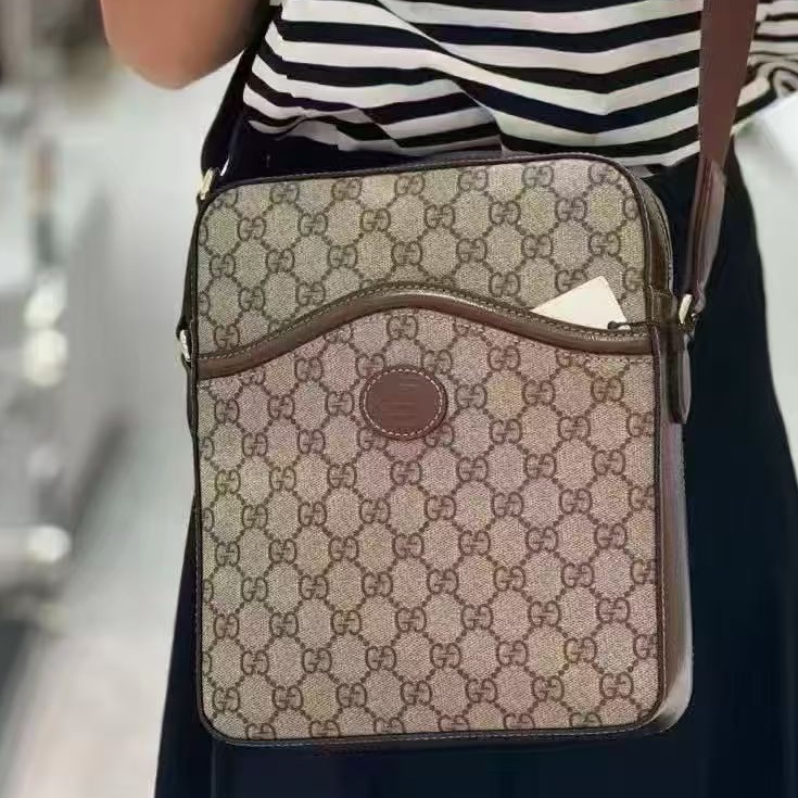 閒置未使用 Gucci 古馳老花單肩斜跨郵差包   26x22  配塵袋-2